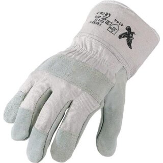 1 Paar Rindspaltlederhandschuhe HS gefüttert natur Doppelnähte Gr. 10