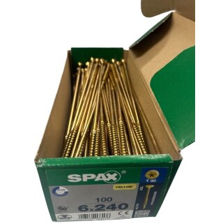 100 Stück ABC SPAX® T-Star plus Senkkopf TORX Spanplattenschrauben gelb verzinkt 6x240 mm