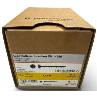 1000 Stück 3,9x25 Gipsplattenschrauben Grobgewinde Schnellbauschrauben