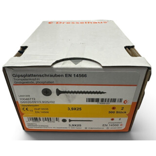 500 Stück 3,9x25 Gipsplattenschrauben Grobgewinde Schnellbauschrauben
