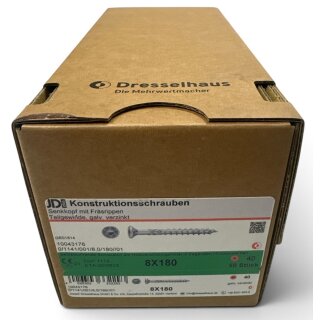 50 Stück JD Plus Konstruktionsschrauben 8x180 Holzbauschrauben Senkkopf TX