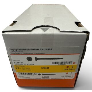 1000 Stück 3,9x35 Gipsplattenschrauben Feingewinde Schnellbauschrauben