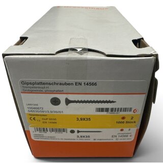 1000 Stück 3,9x35 Gipsplattenschrauben Grobgewinde Schnellbauschrauben