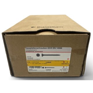 1000 Stück 3,9x45 Gipsplattenschrauben Grobgewinde Schnellbauschrauben