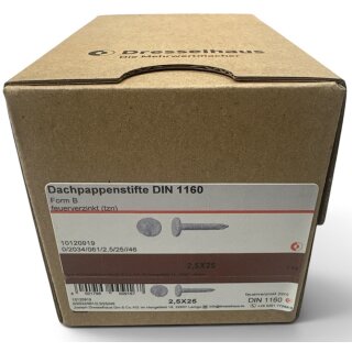 1 kg Dresselhaus Dachpappenstifte DIN 1160 feuerverzinkt 2,5x25 mm