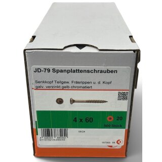 500 Stück JD 79 Spanplattenschrauben Dresselhaus 4x60 gelb verzinkt TX
