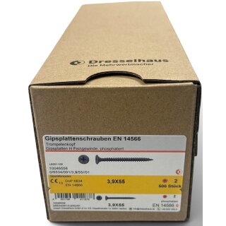 500 Stück 3,9x55 Gipsplattenschrauben Feingewinde Schnellbauschrauben